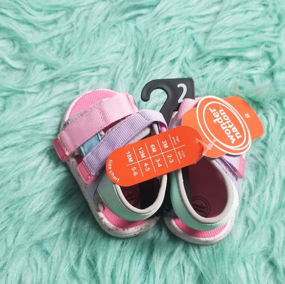 NWT Wonder Nation Baby Girl Colorblock Summer Sport Sandals Size 2 - Picture 6 of 10